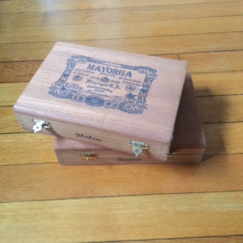 Vintage Wood Cigar Box Set of 2 Collectors Item